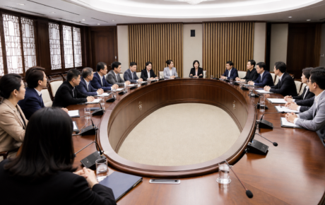 민주당 대통합추진단의 연대와 인재 영입 전략을 상징하는 국회형 회의 장면