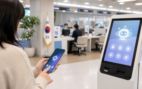 공공서비스 창구에서 스마트폰과 키오스크의 AI 상담 기능을 이용하는 시민